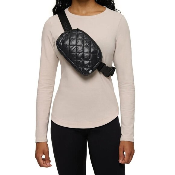 Lole Handbags - Lolë Unisex Quilted Belt Bag Black Adjustable Strap